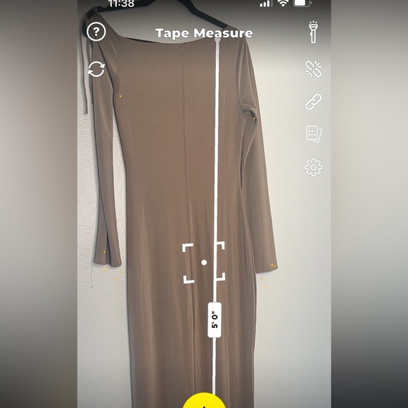 Meshki Gabby dress Elegant Brown One-Shoulder Dress mushroom color M #10 - Picture 12 of 14